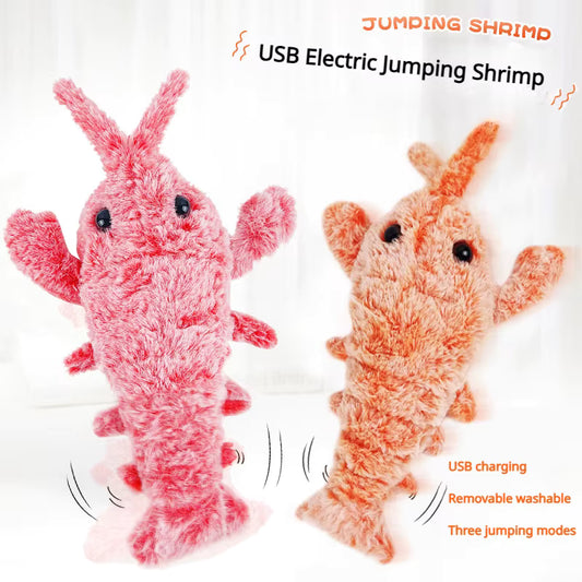 PawHouse™ Cat Toys Electric Lobster USB Simulation Jumping Shrimp Plush